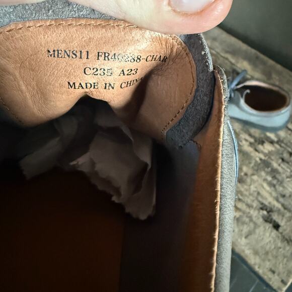 Frye Men’s Gray Leather Canvas Low Top Sneakers Size 11 Lace Up Casual Shoes - Picture 11 of 12